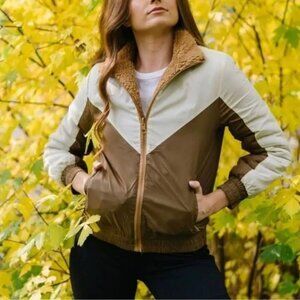 ZYIA Reversible Teddy Bomber Jacket Brown Cream​